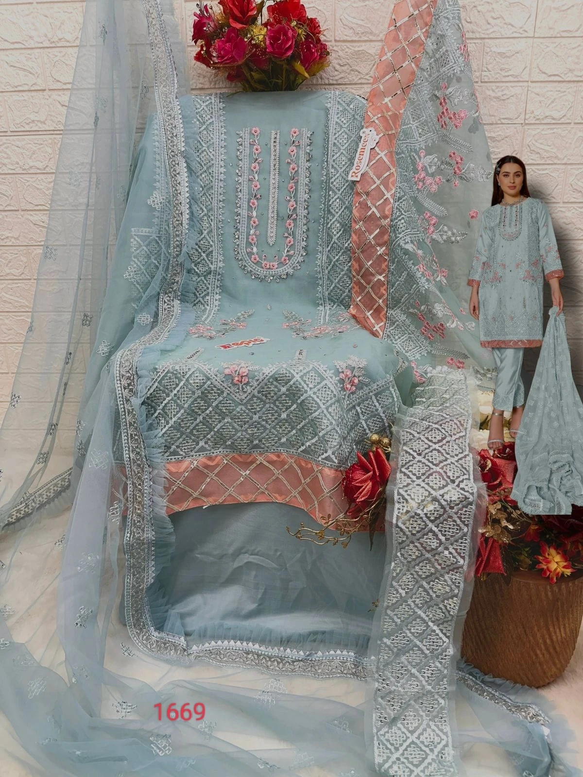 Fepic C 1669 Organza Wholesale Pakistani Salwar Suit Catalog — Wholesale Salwar Suits, MPA wholesale from Surat - Gallery Image 2